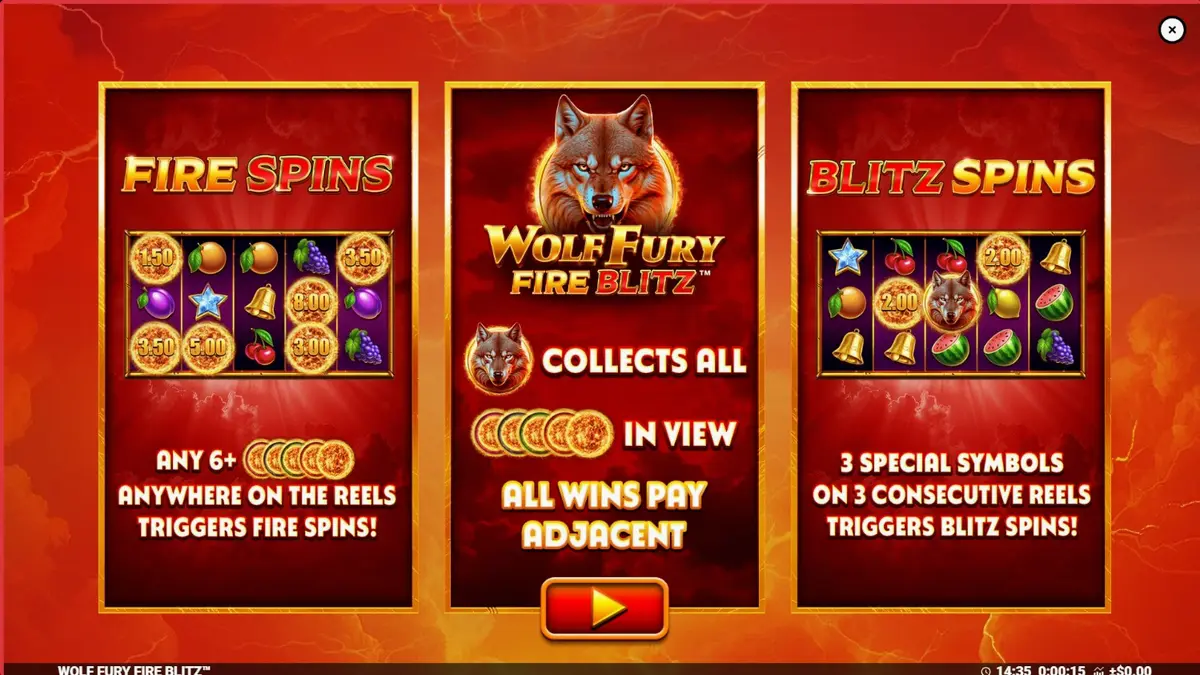 Tampilan layar ponsel saat memainkan slot Wolf Fury Fire Blitz